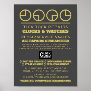 Uhrzifferblatt-Icons, Horologe Werbung Poster