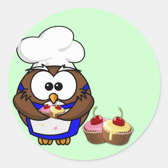 Uhu des Koch cupcake Runder Aufkleber (Vorderseite)