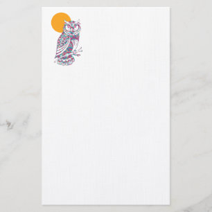 Uhu und Mond mit bunten Farben Briefpapier