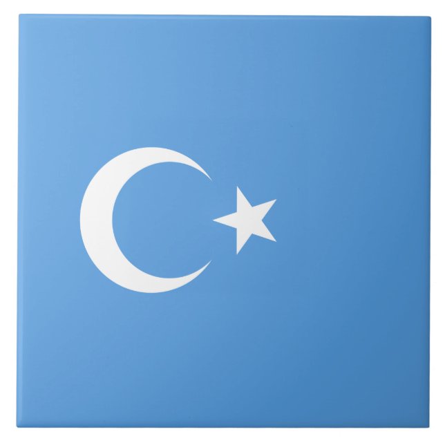 Uighurische Flagge Ostturkistans (Uighuristan) Fliese (Vorderseite)