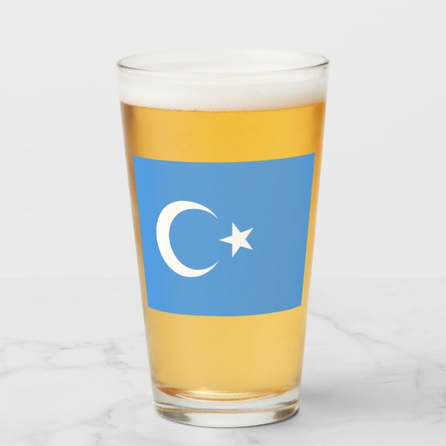 Uighurische Flagge Ostturkistans (Uighuristan) Glas (Vorne (Gefüllt))
