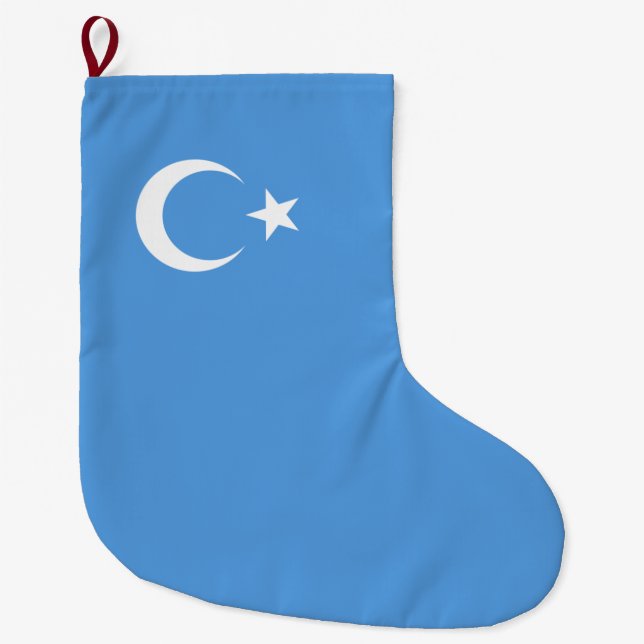 Uighurische Flagge Ostturkistans (Uighuristan) Großer Weihnachtsstrumpf (Vorderseite)