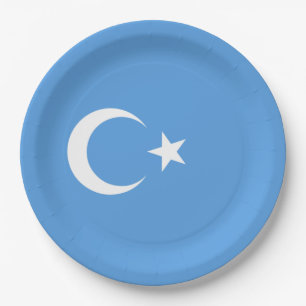 Uighurische Flagge Ostturkistans (Uighuristan) Pappteller