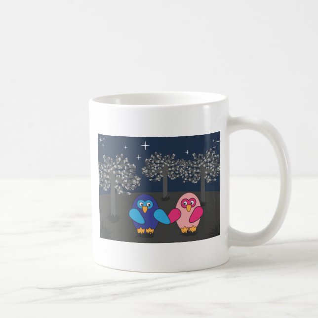 Uil verliefd onder de bomen mok kaffeetasse (Rechts)