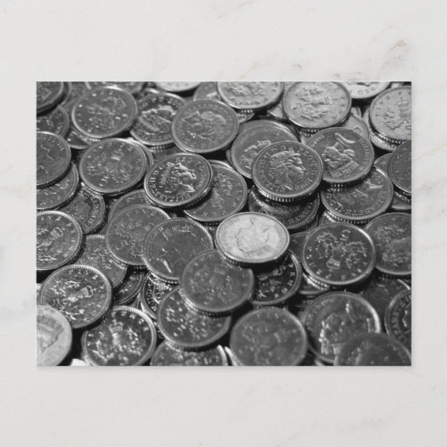 UK 5-Pence-Stückmünzen Postkarte (Vorderseite)