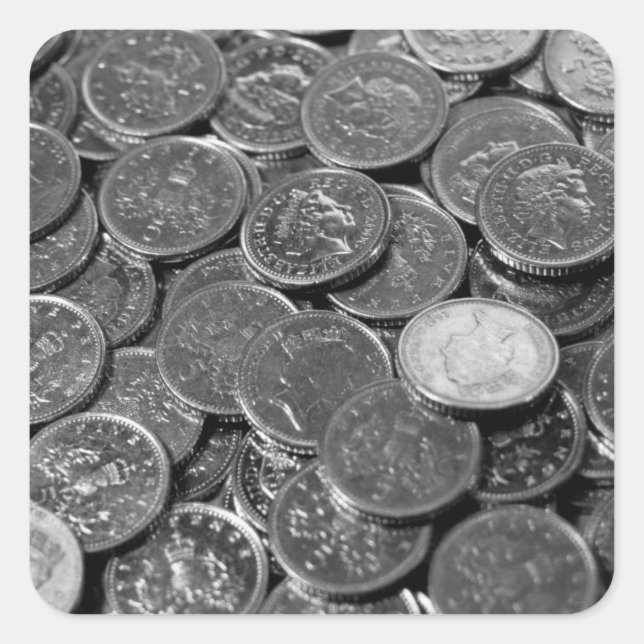 UK 5-Pence-Stückmünzen Quadratischer Aufkleber (Vorderseite)