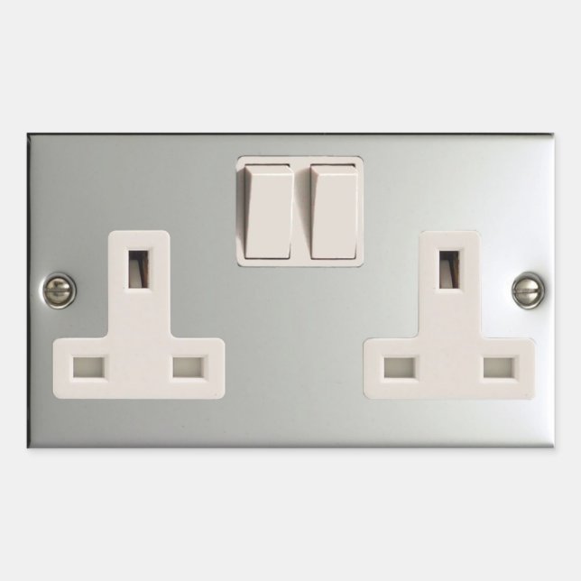 UK AC BS 1363 Plug-Socket [Britische Standard] Rechteckiger Aufkleber (Vorderseite)