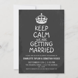 UK Behalte Calm Wedding Britain Chalkboard Crown Ankündigung