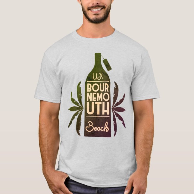 UK Bournemouth Beach Green Bottle T-Shirt (Vorderseite)