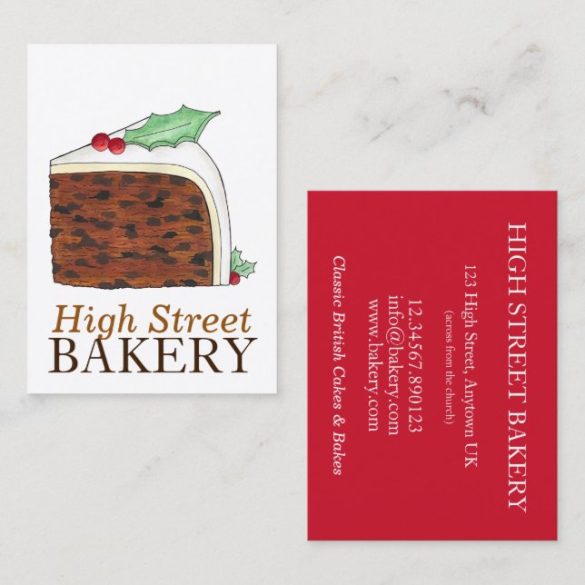 UK British Christmas Cake Shop Bakery Food Visitenkarte (Vorne/Hinten)