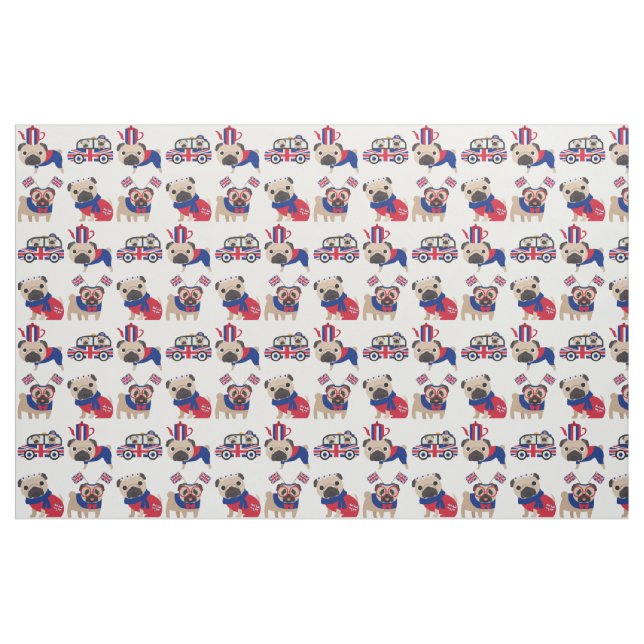 UK British Mops Fabric Stoff (Fat Quarter (45,7 x 55,9 cm))