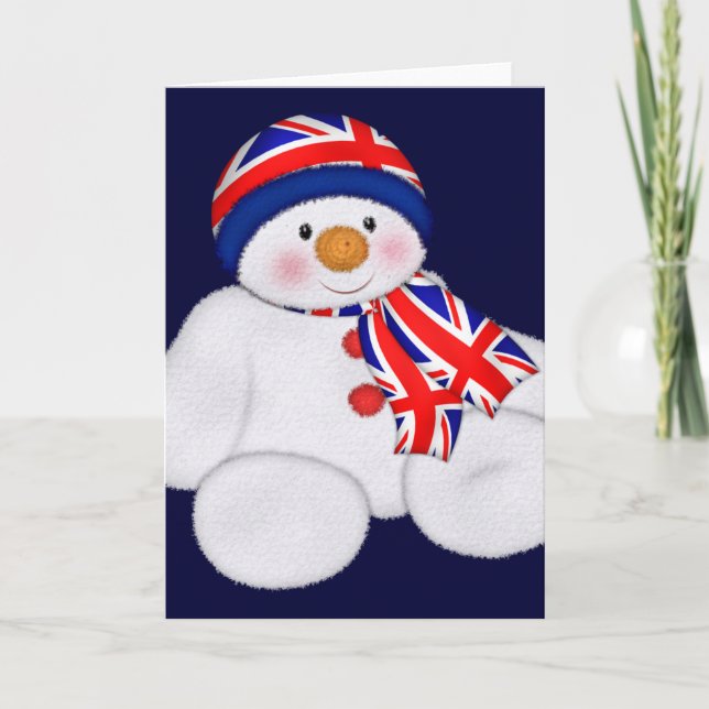 UK Christmas Snowman Feiertagskarte (Vorderseite)