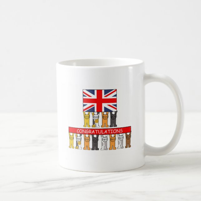 UK Citizenship Gratulation Cartoon Cats Kaffeetasse (Rechts)
