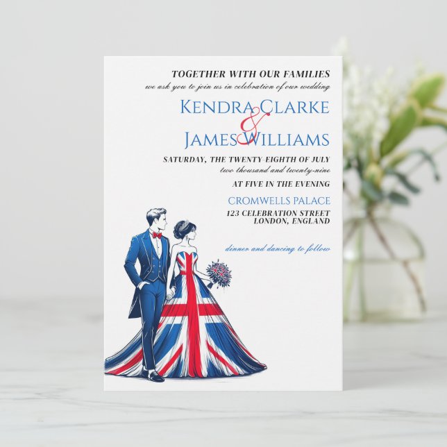 UK Couple Wedding Einladung (Stehend Vorderseite)