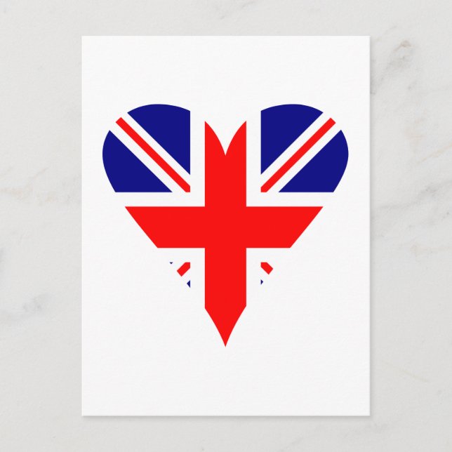 UK Flag Heart Funky Postkarte (Vorderseite)
