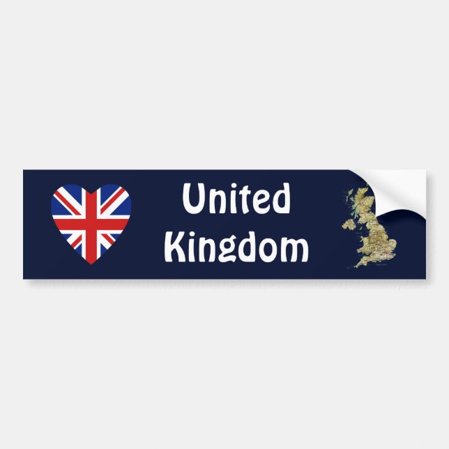 UK Flag Heart + Karte Autoaufkleber (Vorne)
