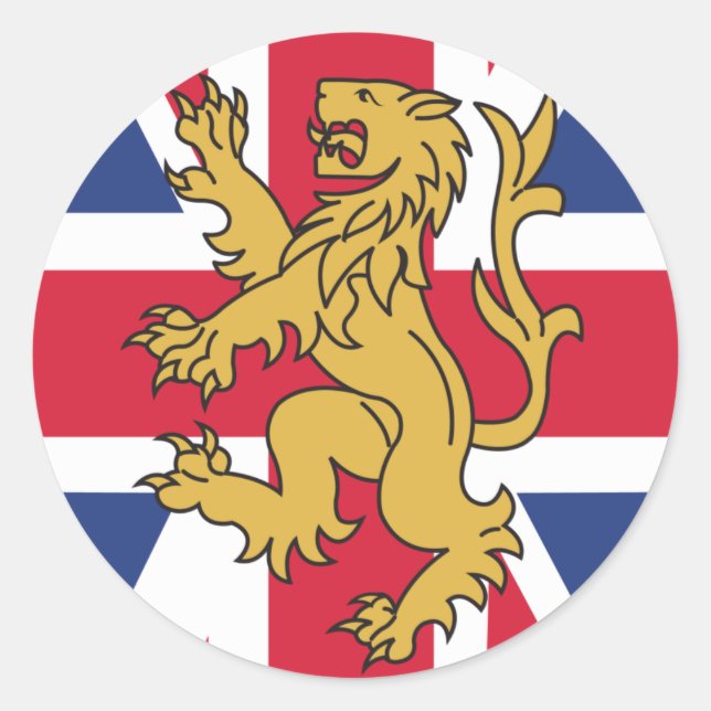 UK Flag Lion Runder Aufkleber (Vorderseite)