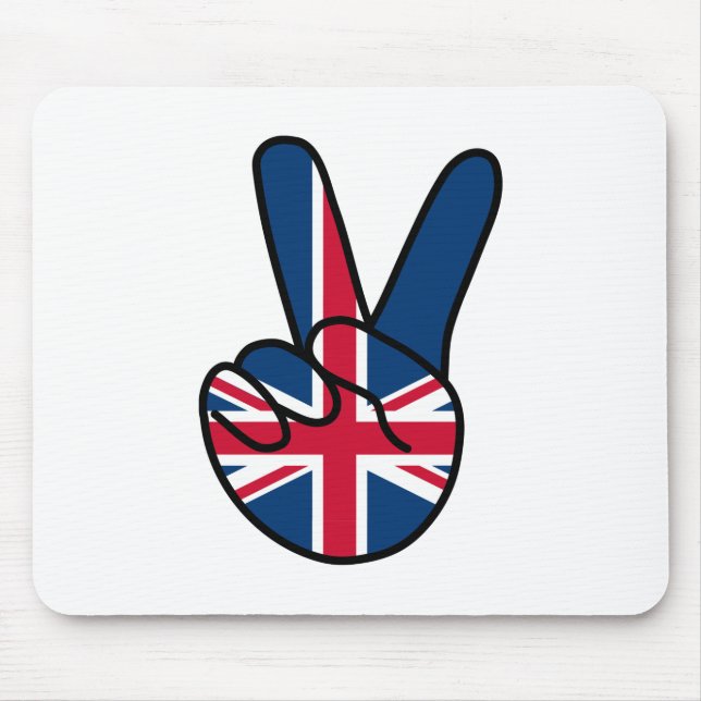 UK Flag V Sign Mousepad (Vorne)