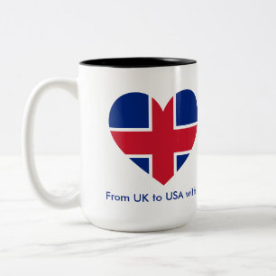 UK-Flagge Herz Custom Name Tasse - Britisches Lieb
