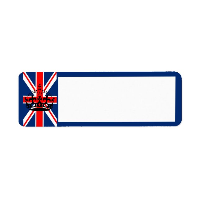 UK-Flagge/Kronen-Rücksendeadressen-Aufkleber (Vorne)