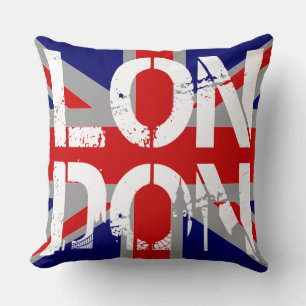 UK-Flagge London und berühmte Sehenswürdigkeiten Kissen