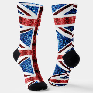 UK-Flagge rot blaue Funken glitzert Socken