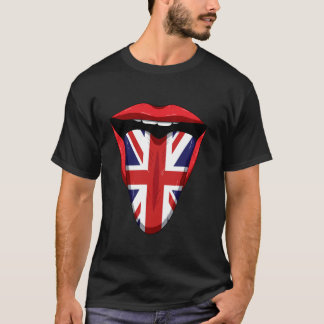 UK-Flagge Zunge Lippen Großbritannien Vereinigtes  T-Shirt