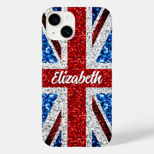 UK flagred blue white Glitzern Glitzern Your name Case-Mate iPhone 14 Hülle