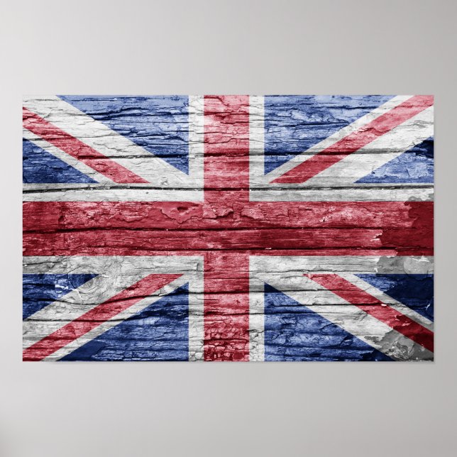 UK-Holzflagge Poster (Vorne)