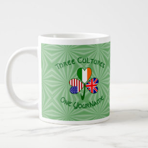 UK Irland USA Flaggen Shamrock Personalisiert Jumbo-Tasse