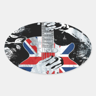 UK Music Guitar Life Ovaler Aufkleber