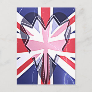UK National Flag Colors Coeur Design. Carte postal