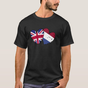 UK Niederlande Herzen Flagge Britische Niederländi T-Shirt