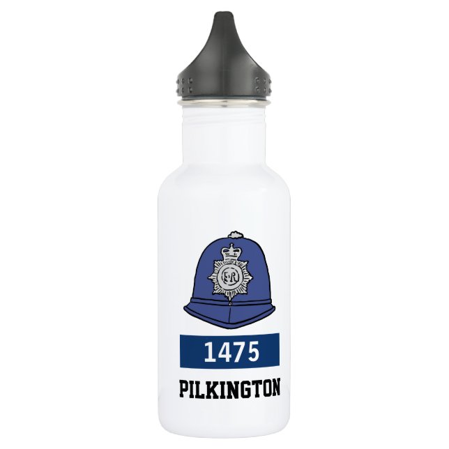 UK Police Constable Helmet - Name und Nummer hinzu Edelstahlflasche (Links)