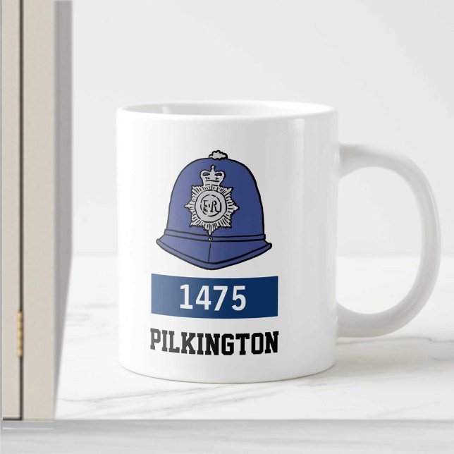 UK Police Constable Helmet - Name und Nummer hinzu Jumbo-Tasse (Von Creator hochgeladen)