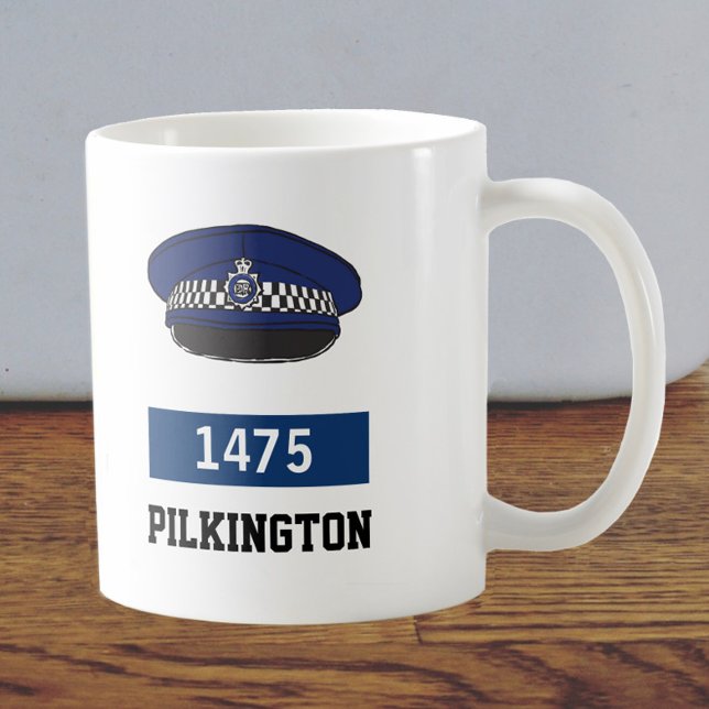 UK Police Flat Cap - Nummer und Name hinzufügen Kaffeetasse (Von Creator hochgeladen)