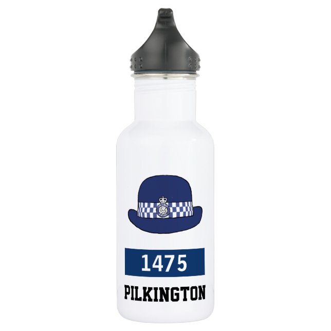 UK Police WPC Hat - Zahl und Name hinzufügen Edelstahlflasche (Rechts)