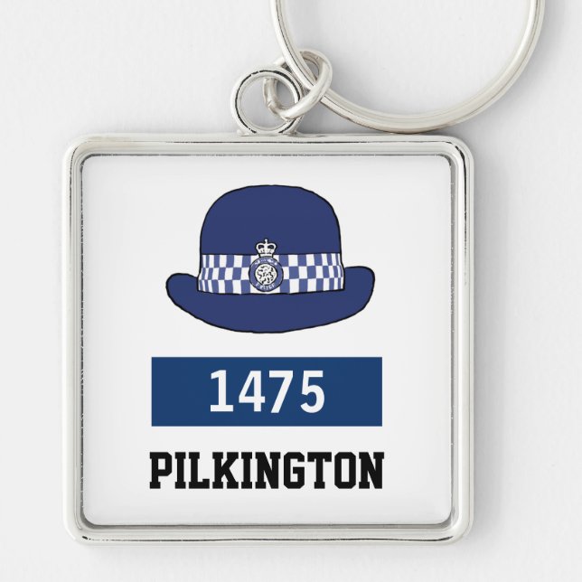 UK Police WPC Hat - Zahl und Name hinzufügen Schlüsselanhänger (Vorne)