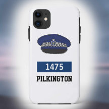 UK Polizei-Flachmütze - Nummer und Name hinzufügen