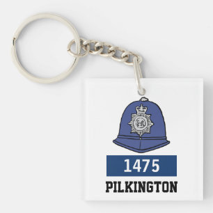 UK-Polizist-Helm - Nummer und Name hinzufügen Schlüsselanhänger