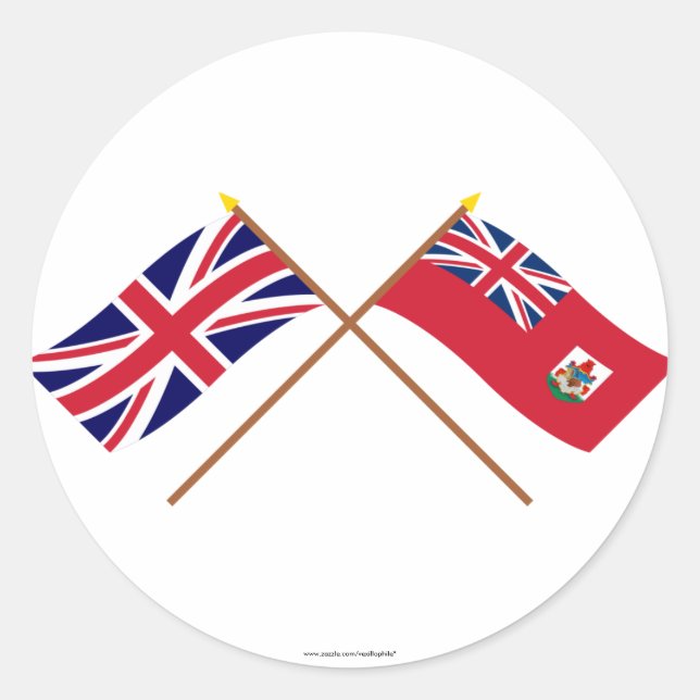 UK und Bermuda - Grenzflaggen Runder Aufkleber (Vorderseite)
