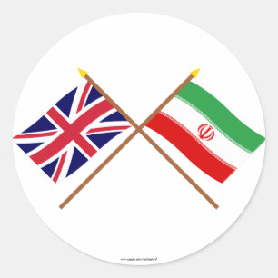 UK und Iran - Grenzflaggen Runder Aufkleber