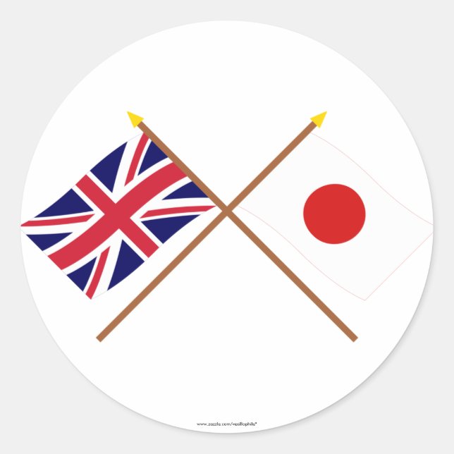 UK und Japan - Grenzflaggen Runder Aufkleber (Vorderseite)