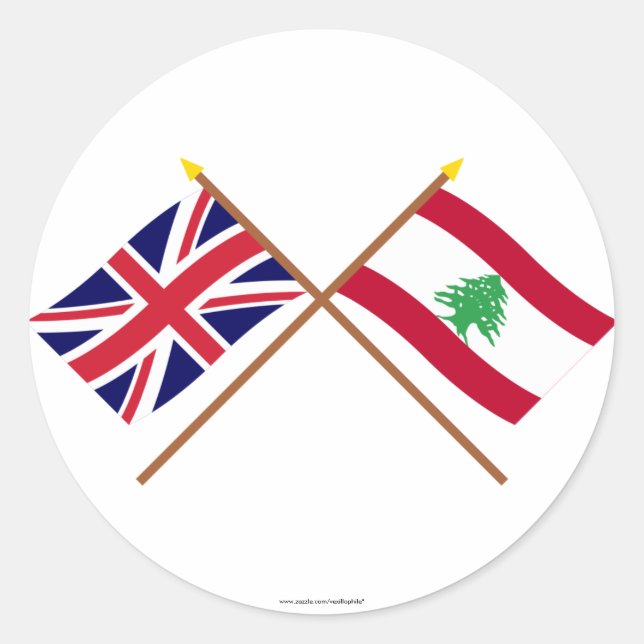 UK und Libanon - Grenzflaggen Runder Aufkleber (Vorderseite)