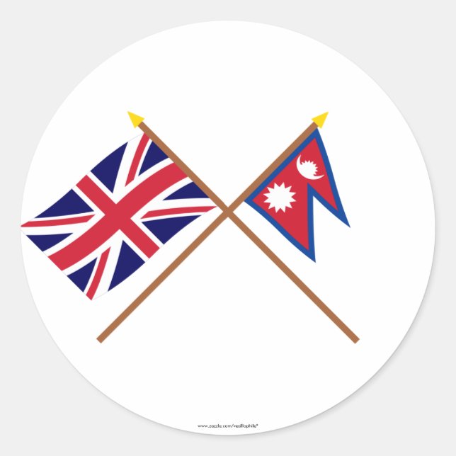 UK und Nepal - Grenzflaggen Runder Aufkleber (Vorderseite)