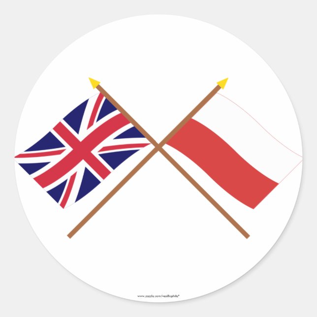 UK und Polen Grenzflaggen Runder Aufkleber (Vorderseite)