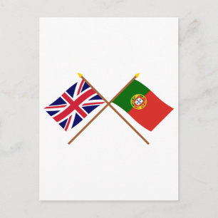 UK und Portugal überquerten Flaggen Postkarte