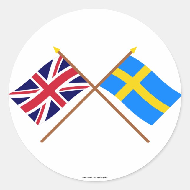 UK und Schweden - Grenzflaggen Runder Aufkleber (Vorderseite)