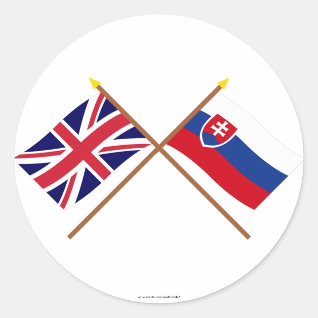 UK und Slowakei überquerten Flaggen Runder Aufkleber (Vorderseite)