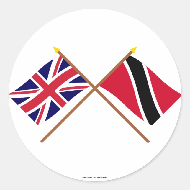 UK und Trinidad und Tobago - Grenzflaggen Runder Aufkleber (Vorderseite)